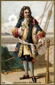 フランスの船乗り、ルネ・デュゲイ・トルアン（Duguay-Trouin）（Rene Trouin du Gue dit）（1673-1736）の肖像。19世紀のクロモリトグラフ。