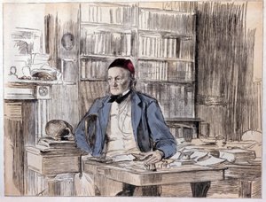 イギリスの博物学者、リチャード・オーウェン（1810-1890）の肖像。 作： Unknown artist
