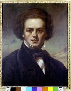 ドイツの作曲家、ロベルト・シューマン（1810-1856）の肖像。1840年頃の無名の絵画。スカラ座博物館。 作： Unknown artist