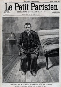 サンテ・カセリオ（1873-1894）イタリアの無政府主義者、サディ・カルノーの暗殺者、獄中の肖像。"Le Parisien "に掲載された版画 作： Unknown artist