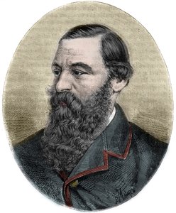 サミュエル・ベイカー卿（1821-1893）の肖像（「Picturesque Histoire des grands voyages au nineteenth century」より）。1877 作： Unknown artist