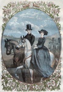 ヴィクトリア王女（1840-1901）（ヴィクトリア女王の娘）とプロイセン皇太子フレデリック・ウィリアム（1831-1888）の両殿下の肖像。1858年のエングレーヴィング。 作： Unknown artist