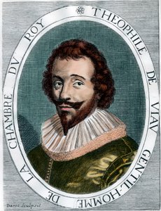 フランスの詩人Theophile De Viau (1590 - 1626)の肖像。17世紀のエングレーヴィング。個人蔵。 作： Unknown artist