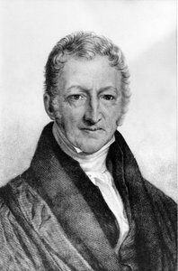 イギリスの経済学者、トーマス・ロバート・マルサス（1766～1834）の肖像。 作： Unknown artist