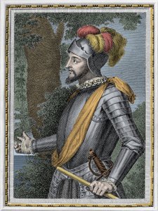 ヴァスコ・ヌニェス・デ・バルボア（スペインの征服者、1475-1517）の肖像 - エングレーヴィング 19世紀 作： Unknown artist