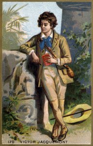 フランスの植物学者で旅行家でもあったヴィクトル・ジャクモン（1801 - 1832）の肖像。19世紀のクロモリトグラフ。 作： Unknown artist