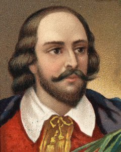 イギリスの作家、ウィリアム・シェイクスピア（1564-1616）の肖像。19世紀末のクロモリ写真。 作： Unknown artist