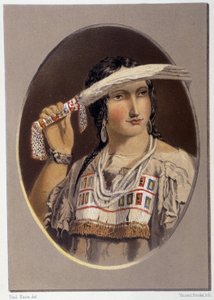 インディアンとの混血の肖像 - Paul Kane著「Wandering of an artist among the indians of North America」（Longmans & Roberts, London）より 作： Unknown artist