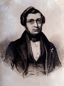 イギリスの作曲家アドルフ・アダム（1803-1856）の肖像 エングレーヴィング。19世紀 ボローニャ、シビコ・ビブリオグラフィコ博物館 作： Unknown artist