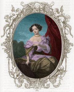 ルイ14世に愛されたフォンタンジェ（1661-1681）による公爵夫人（マドモアゼル）の肖像 - 1862年、最初の作家による「世界の女王たち」に掲載されたエングレーヴィング - J G D ARMENGAUDの指揮のもとに出版された。