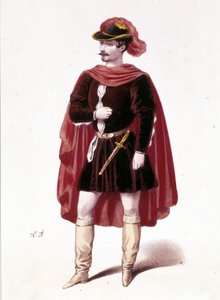 ジュゼッペ・ヴェルディ作曲「I vespri siciliani」第1幕アンリ役のフランス人テノール歌手Louis Gueymard (1822 - 1880)の肖像。 作： Unknown artist