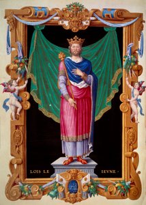 フランス王ルイ7世（1120-1180）の肖像。ジャン・デュ・ティレの「フランス王の記録」のミニチュア 作： Unknown artist