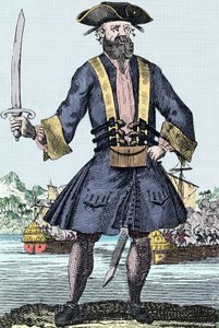 海賊エドワード・ティーチ・ディット・バルベノワール（黒ひげまたは黒ひげ）の肖像 作： Unknown artist