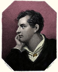 詩人ジョージ・ゴードン・バイロン（1788-1824）の肖像。 作： Unknown artist