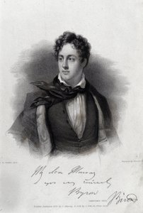 詩人ジョージ・ゴードン・バイロン（1788-1824）の肖像。 作： Unknown artist