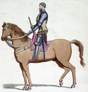 ミラノ公爵、ベルナボ・ヴィスコンティ（1319-1385）の馬上の肖像。 作： Unknown artist