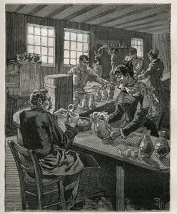 陶器： 充填用の陶器。Adolphe BITARDの "Les arts et metiers illustres "に掲載された1885年のエングレーヴィング。 作： Unknown artist