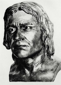 先史時代：クロマニヨン人の男性（胸像）の復元（マック・グレゴール氏による）。 作： Unknown artist