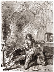 ジョルジュ・ギヨーム・リッチマン教授（1711-1753）は、電気計の実験後、作業場で亡くなった。 作： Unknown artist
