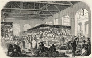 ケ・デ・オーギュスタン。Marche de la Vallee - Edmond Texierの "Tableau-de-Paris "に掲載されたエングレービング 作： Unknown artist