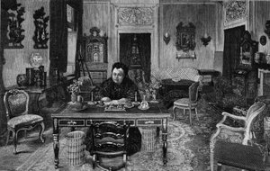1893年にフィレンツェのヴィラ・パルミエリで撮影されたイギリスのヴィクトリア女王。 作： Unknown artist