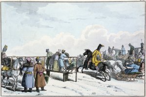 ロシアでの戦車と馬のレース - エッチング 作： Unknown artist