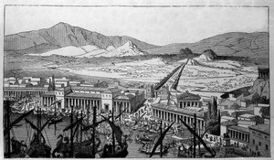 ギリシャのピレ港を古代のように再構成する。 作： Unknown artist