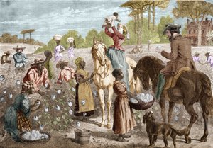 1864年にアメリカ南部の家で使用されていたリサイクルコットン。 作： Unknown artist