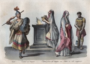 古代ローマの宗教-サリイ（跳躍する神官）とヴェスタルまたはヴェスタル・ヴァージンズ-「Usi e Costumi di Tutti i Popoli dell