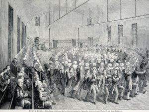 ニューヨークのシェーカー教徒の宗教的な行列。19世紀のイラスト。 作： Unknown artist