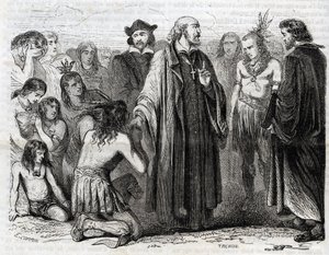 Representation of Bartolome de las Casas (1484-1566) Dominican priest, missionary with the Indians" (Portrait of Bartolome de las casas, dominican friar and protector of the Indians - engraving of 1860) 作： Unknown artist