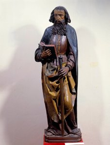 本を手にした聖パウロを表現しています。多色刷りの木彫。15世紀シャルトル、美術館 作： Unknown artist