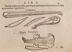 弦楽器と射手を表現しています。Musurgia practical manual of musicから引用しています。 作： Unknown artist