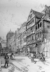 ロスチャイルド家発祥の地、フランクフルトのユダヤ人街を表現したもの。"The Illustrous World "に掲載されたエングレーヴィング 作： Unknown artist