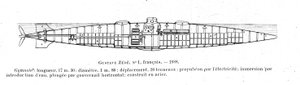 グスタフ・ゼーデ（1825 - 1891）による潜水艦（サブマリン）の表現。1888. 作： Unknown artist