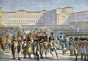 ムラート将軍がミラノで通過したイタリア軍のレビュー（1800年） - リトグラフ 作： Unknown artist
