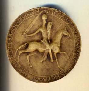 カウンタービームにまたがるリチャード1世ライオンハート（1157 - 1199）。 作： Unknown artist