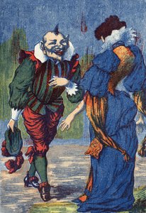 リケは再び王女の前に姿を現す。フランスの作家、シャルル・ペロー（1628-1703）の物語「リケ・ア・ラ・ハンプ」の挿絵。匿名のイラスト。イメージ：Marcel Vagne, Jarville Nancy, undated (19世紀後半). 作： Unknown artist