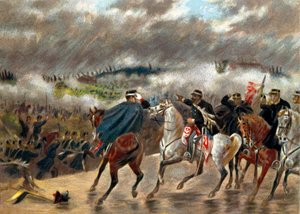 リソルジメント-イタリアキャンペーン（1859年）。ヴィクトル・エマニュエル2世（ヴィットリオ・エマニュエル2世）（Victor-Emmanuel）（1820-1878）は、1859年6月24日、サンマルティーノの戦いで、ピエモンテ軍を率いてオーストリア軍に対抗しました。個人蔵
