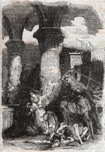 ロドモンの大虐殺 les habitatnts de Paris - Ludovico Ariostoの "Roland furieux" (Orlando furioso) (16世紀)からの1851年の版画、通称アリオステ - トレッサン伯爵がイタリア語から翻訳し、ギュスターヴ・ハーバードが出版した版 185 作： Unknown artist