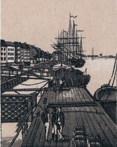 オランダ・ロッテルダム：ボルヴェルク港の風景。「世界図説168景」より 年代不詳（19世紀末 作： Unknown artist