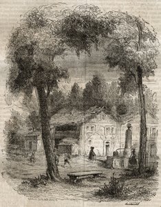 Rousseau a Motiers (Canton of Neuchatel) - Jean-Jacques (Jean Jacques) Rousseau (1712-1778)の「告白」の挿絵 - 1849年の刻印 作： Unknown artist