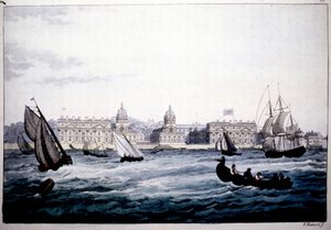 イギリス、グリニッジ・オン・ザ・テムズにある王立病院。 作： Unknown artist