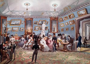 ロシア社会：サンクトペテルブルクの社交場。1830年頃のリトグラフ。サンクトペテルブルク、エルミタージュ図書館 作： Unknown artist