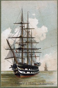 1787年の帆船「ル・トゥールヴィル」。19世紀のカラーリトグラフ。 作： Unknown artist