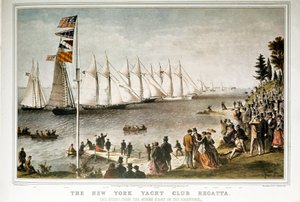 1844年、ニューヨーク・ヨットクラブでのヨットの整列（19世紀のプリント 作： Unknown artist