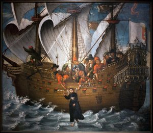 Saint Francois Xavier (1506-1552), miracle accompllit in Japan around 1549 - Anonymous painting, oil on canvas, mid 17th century (聖フランシスコ・ザビが行うべきだった奇跡を描いた17世紀中頃の匿名の絵。 作： Unknown artist