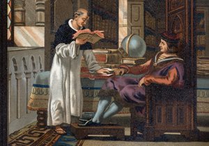 フランス王サン・ルイ（1214-1270）とその参謀サン・ヴァンサン・ド・ボーヴェ（v.1190-1264）、「La Ciencia y sus Hombres par Louis Figuier」の後に描かれています。バルセロナ 1881年 作： Unknown artist