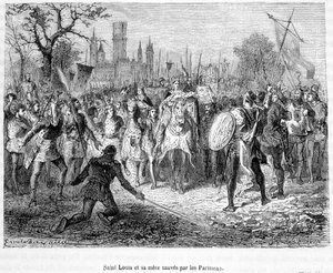パリ市民に救われたサン・ルイとその母 - H.マーティンの「Histoire de France populaire（フランス民衆史）」より 作： Unknown artist