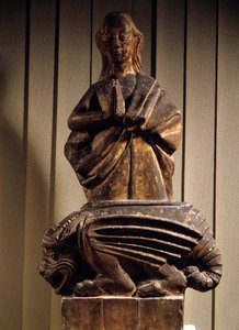 悪魔に勝利した聖マルガリータ 15世紀の石の彫刻。コンピエーニュ・ヴィヴネル美術館 作： Unknown artist